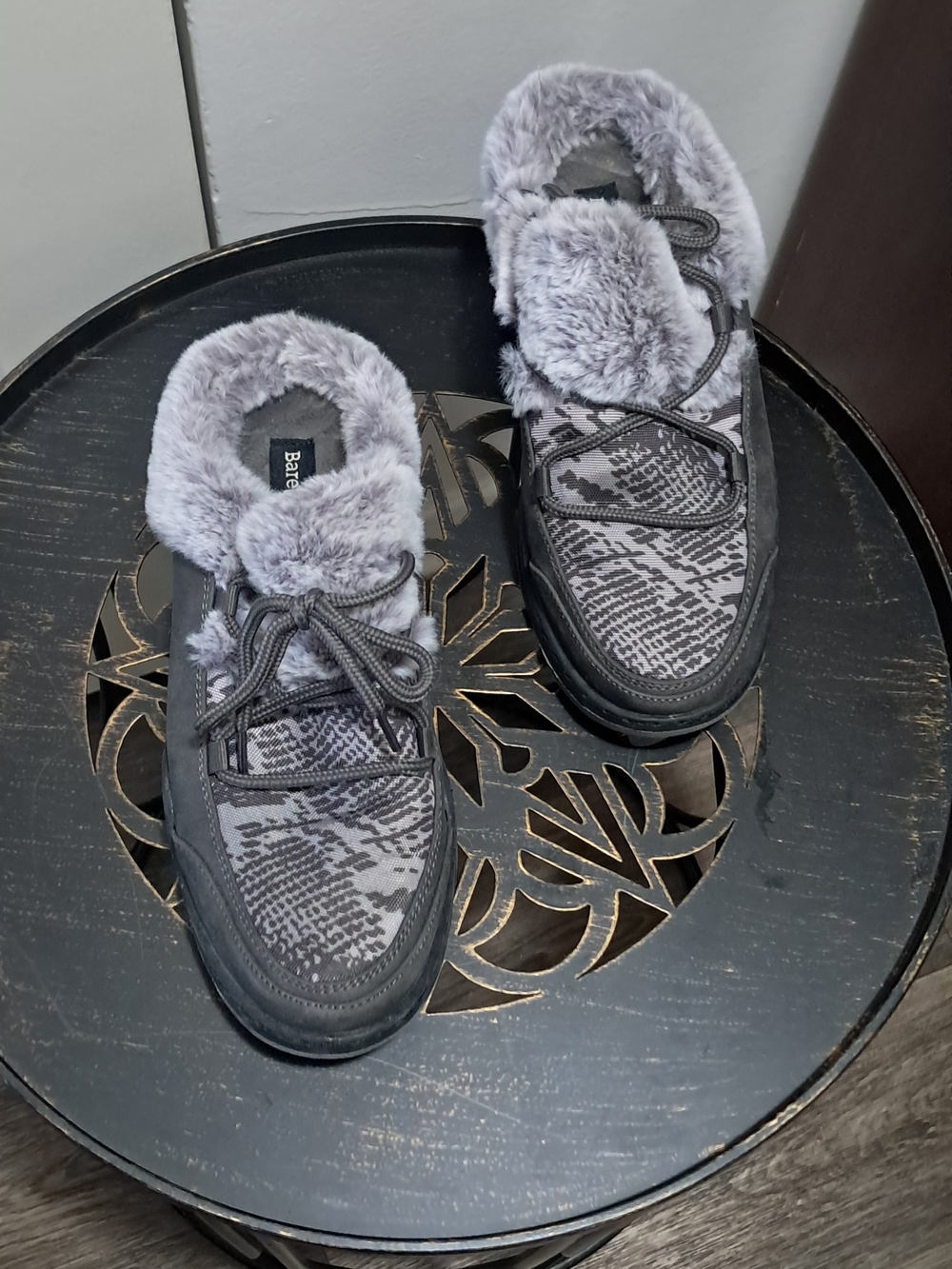 Baretraps Gray Faux-Fur Lined Slip-On Sneakers